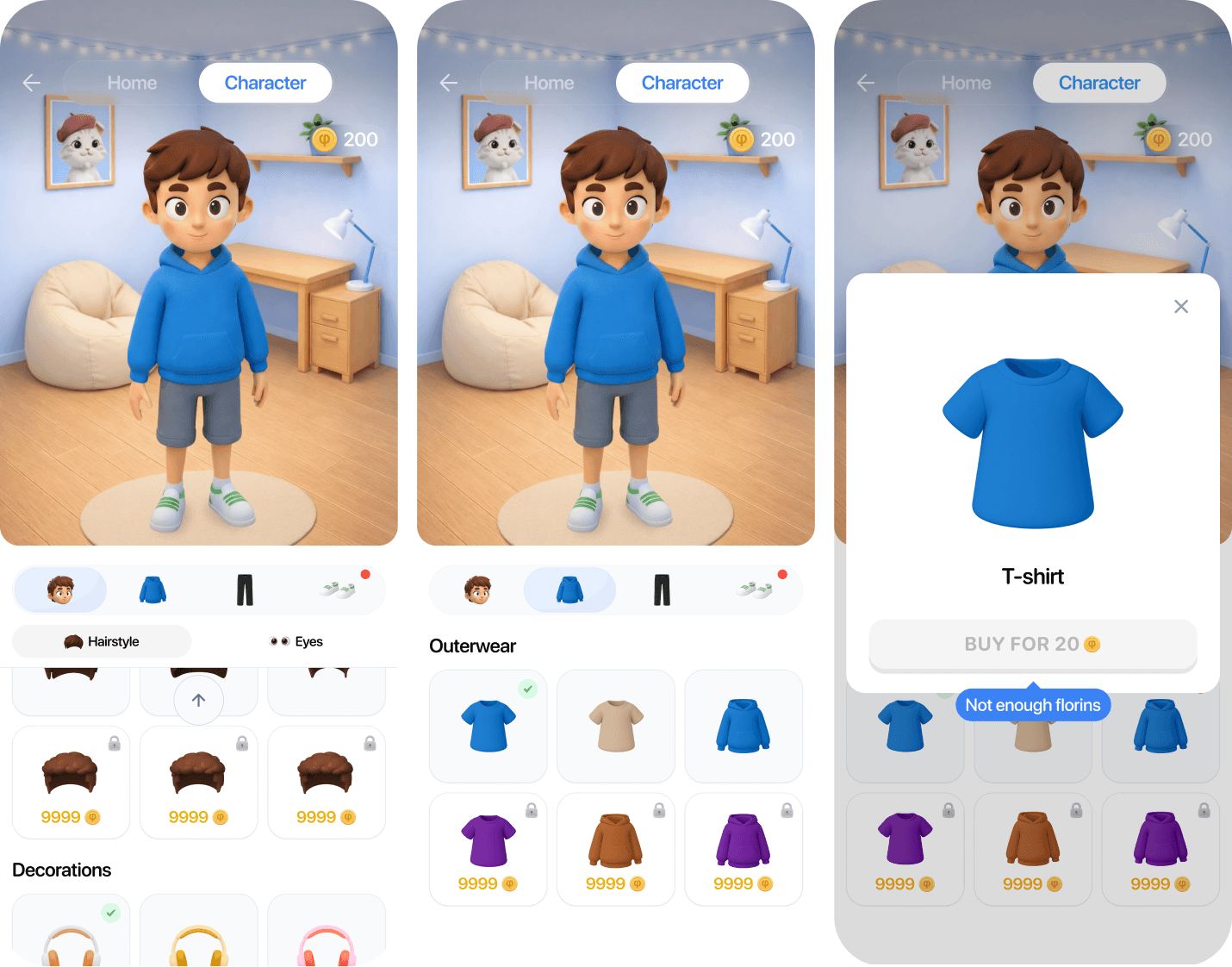 Da Vinci Code character customization screens