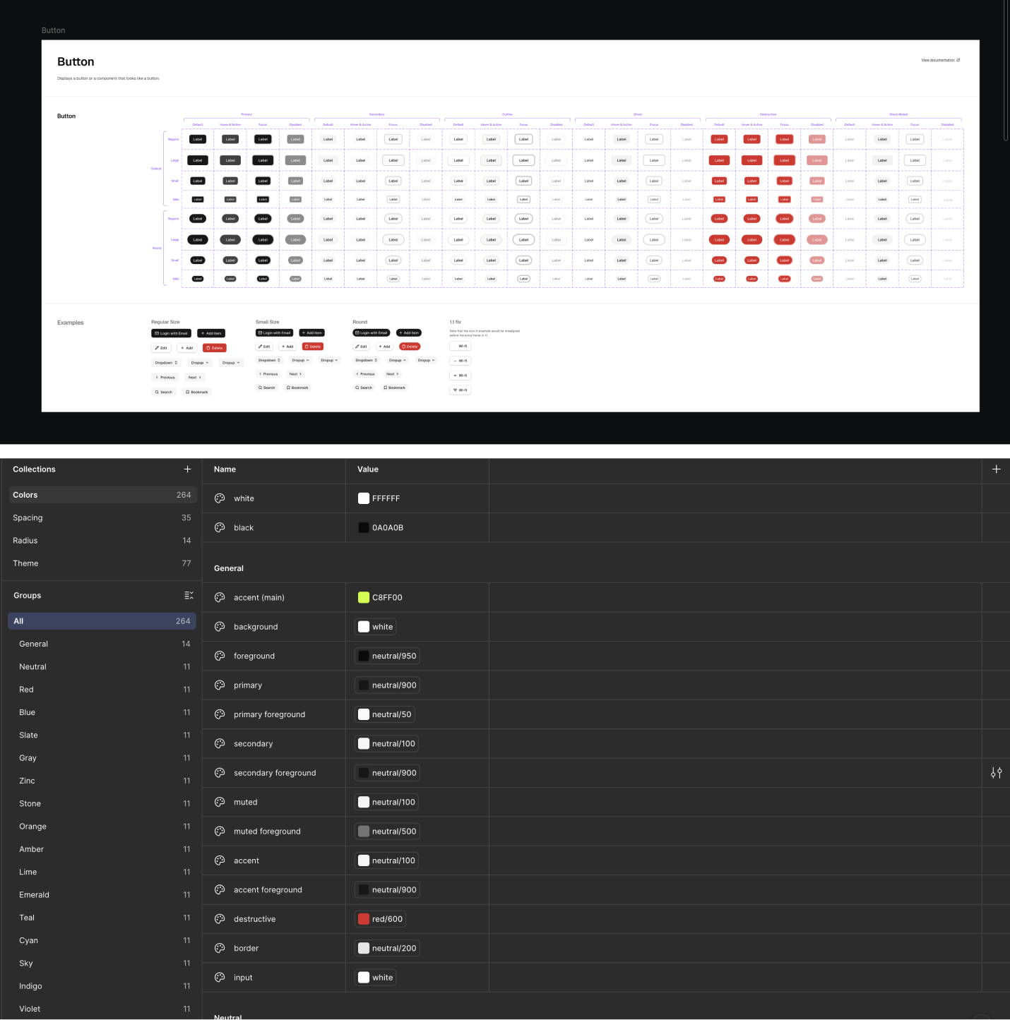 Pivex design system components and color foundations